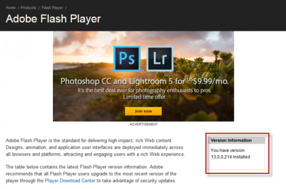 Flash Player version