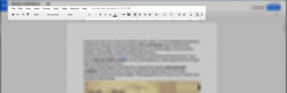 Google Docs Document menu bar