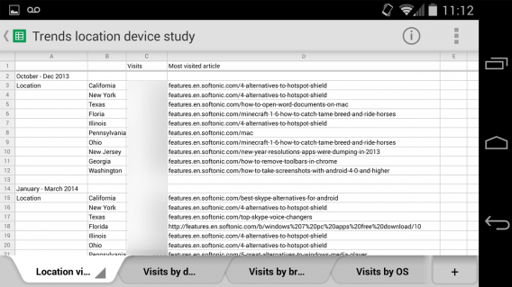 Google Sheets Android