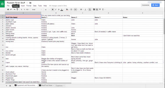 Google Sheets collaboration