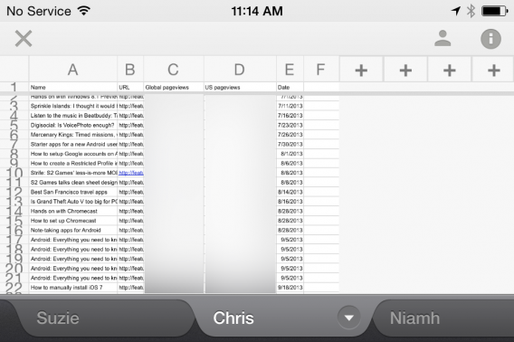 Google Sheets iOS