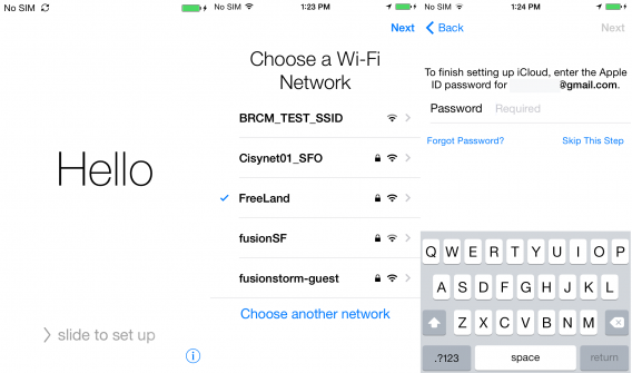 iPhone 5s first setup