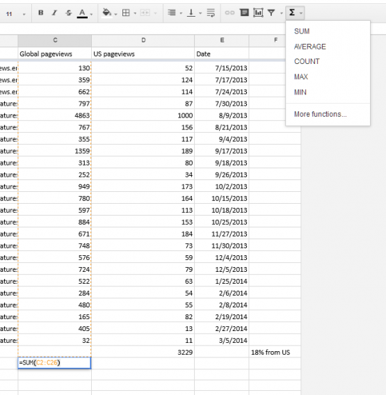 Google Sheets functions