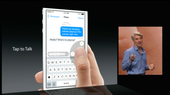 iOS 8 messages tap to talk