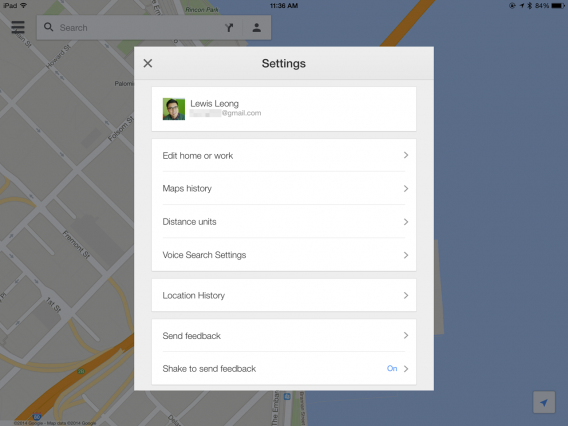 iOS Google Maps Location History settings