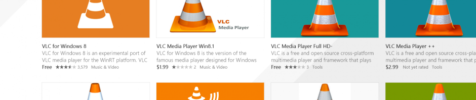 VLC for Windows 8 fake apps