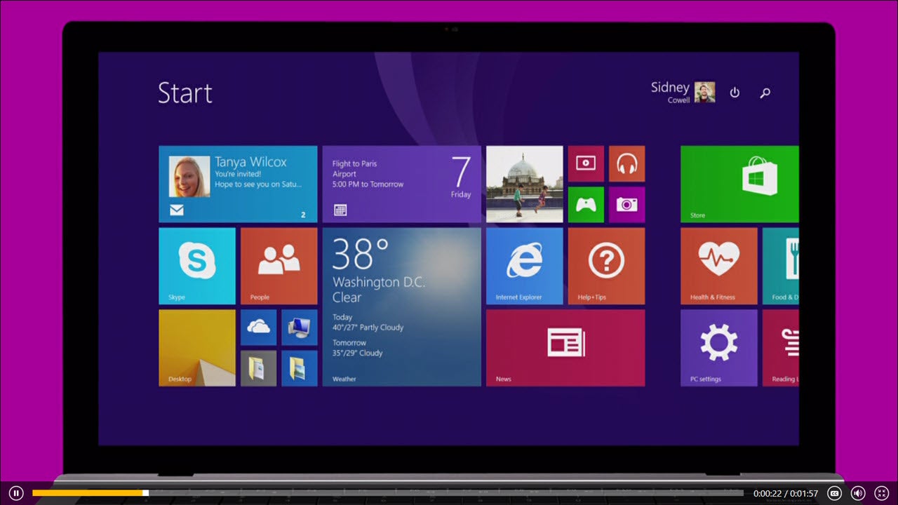 Windows 8.1 purple header