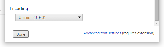 chrome settings web content encoding