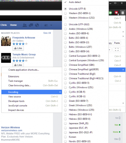chrome tools encoding auto-detect