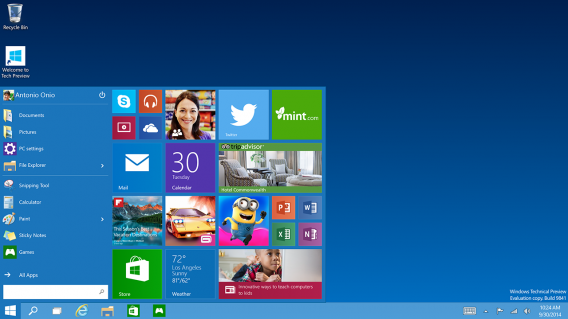 Windows 10 hybrid start menu