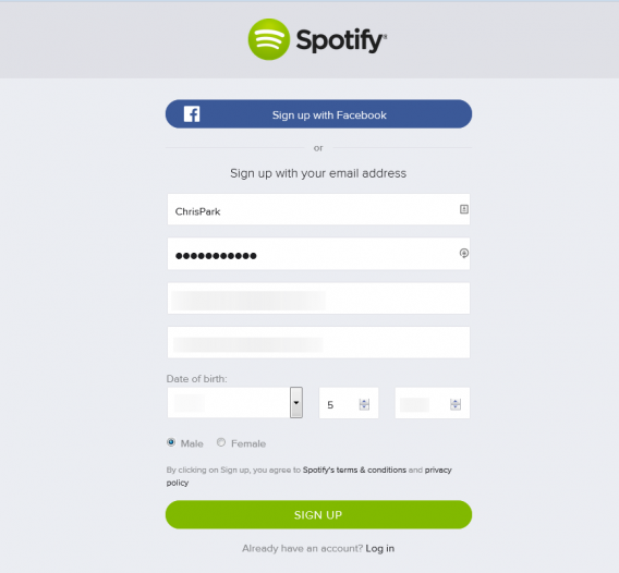 spotify sign up