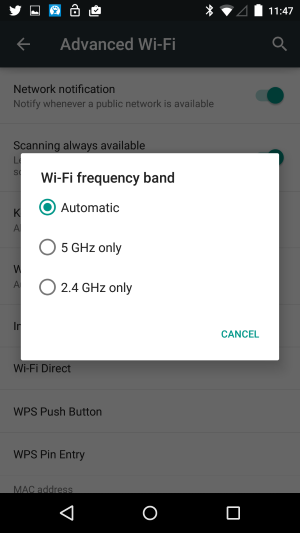 android 5.0 lollipop wireless frequency