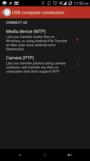 Android USB options