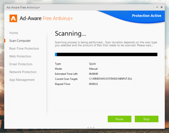 Ad-Aware Free Antivirus+ scanning Ad-Aware Free Antivirus+ scanning