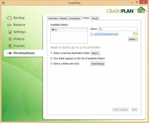 CrashPlan external backup