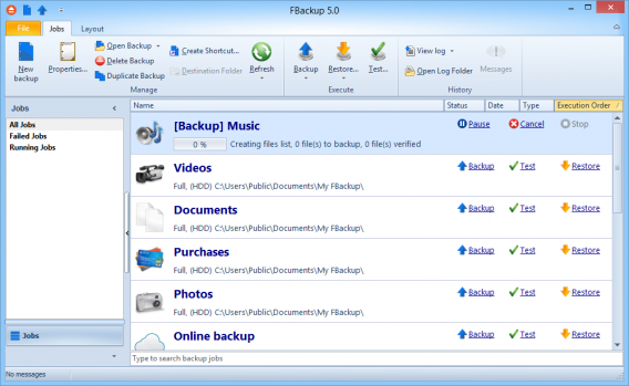 FBackup Job list