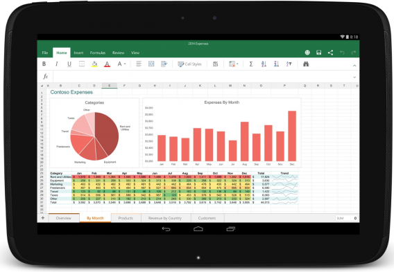 Excel for Android tablets