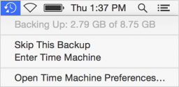 Time Machine menu bar