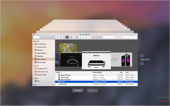Time Machine timeline