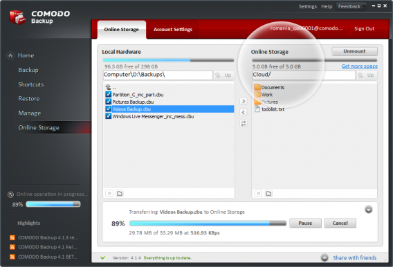COMODO online backup