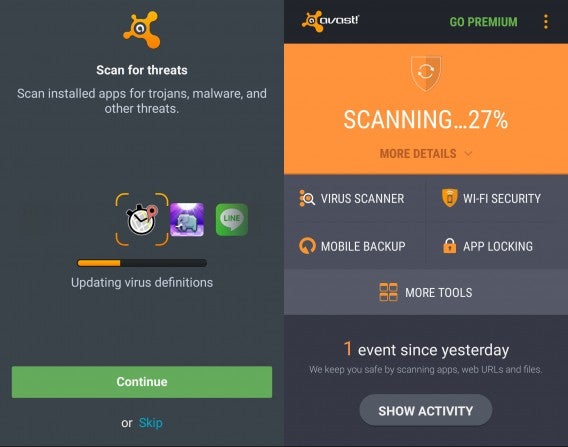 Avast for Android scanning Avast for Android scanning