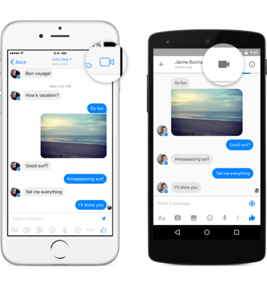Facebook Messenger video call button