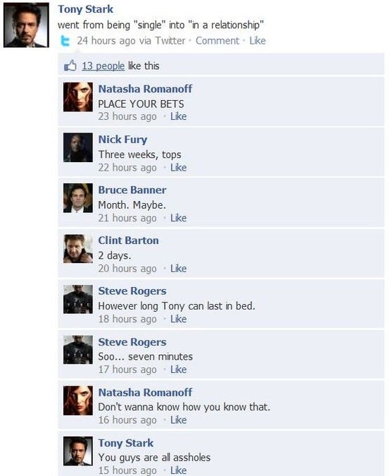 Tony Stark on Facebook