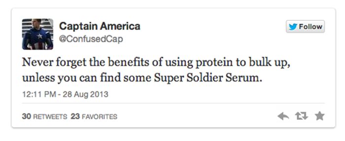 Captain America hits the juice