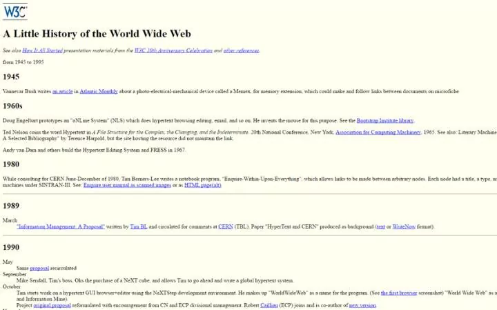 The 13 oldest web pages that are still working today history