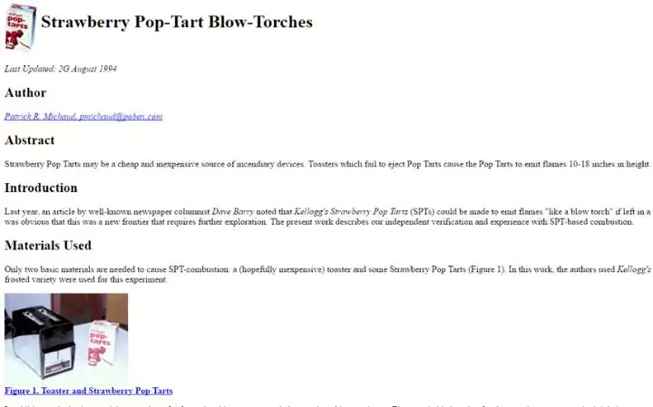 The 13 oldest web pages that are still working today pop tarts