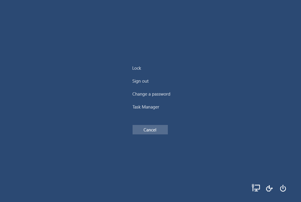 Ctrl alt delete screen