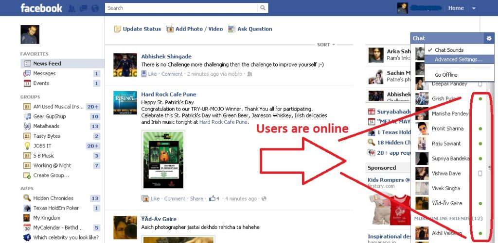 Facebook People Are Online