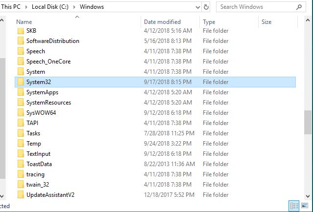 Find System32 folder