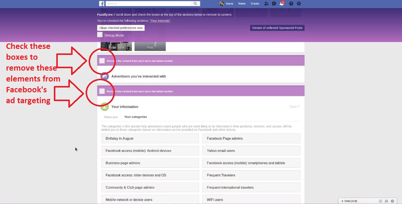 Remove these filters from Facebook's ad generator
