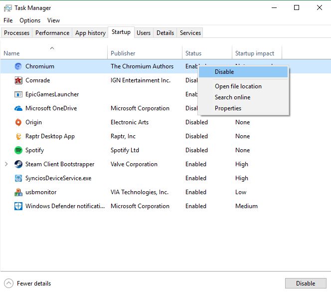 TaskManagerStartupTab