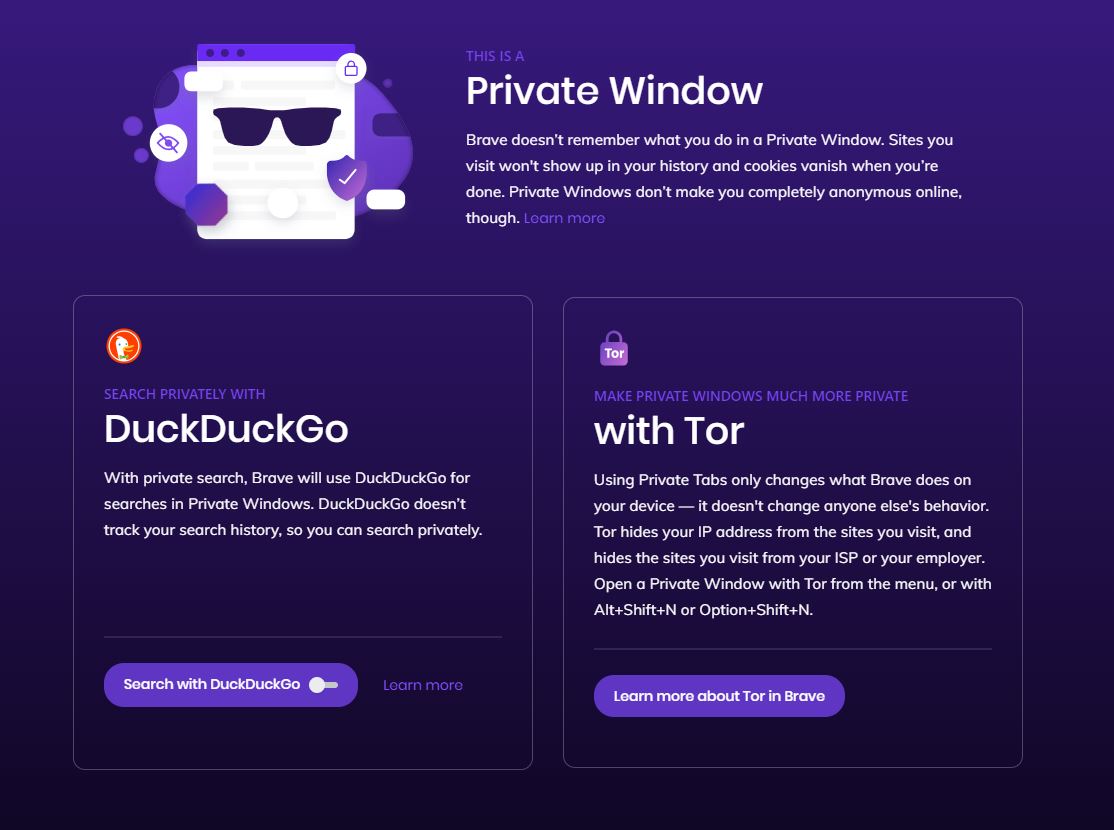 Brave suggests DDG as your default search engine when in incognito windows