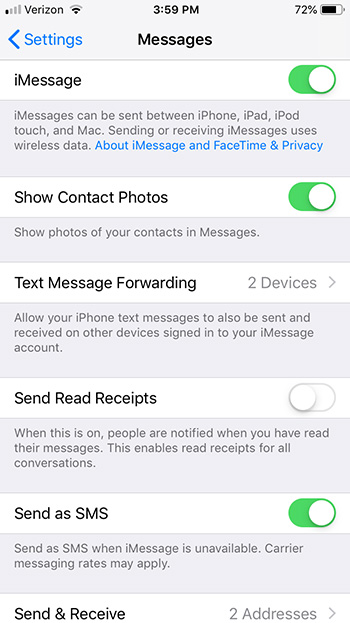 imessages setup