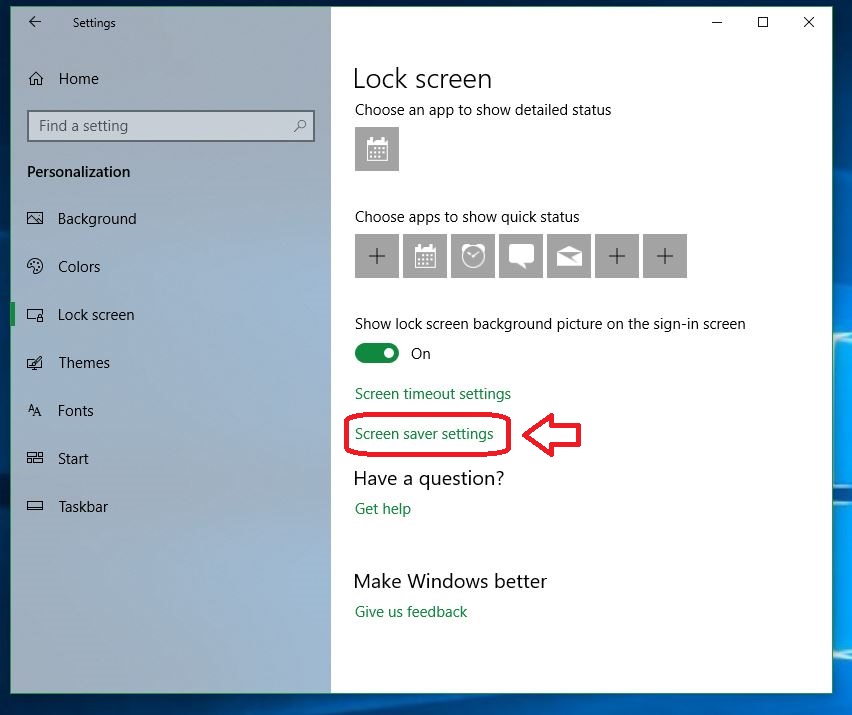 Windows 10 Lock Screen settings