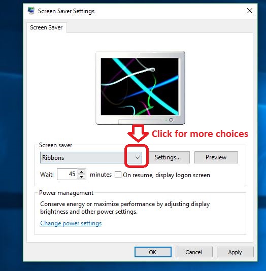 Windows 10 screensaver settings