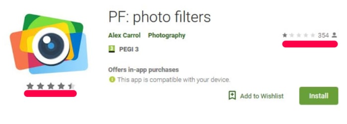 Fake with fake star rating in the logo