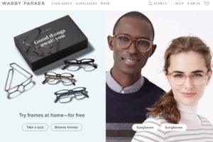 warby parker minimal home page