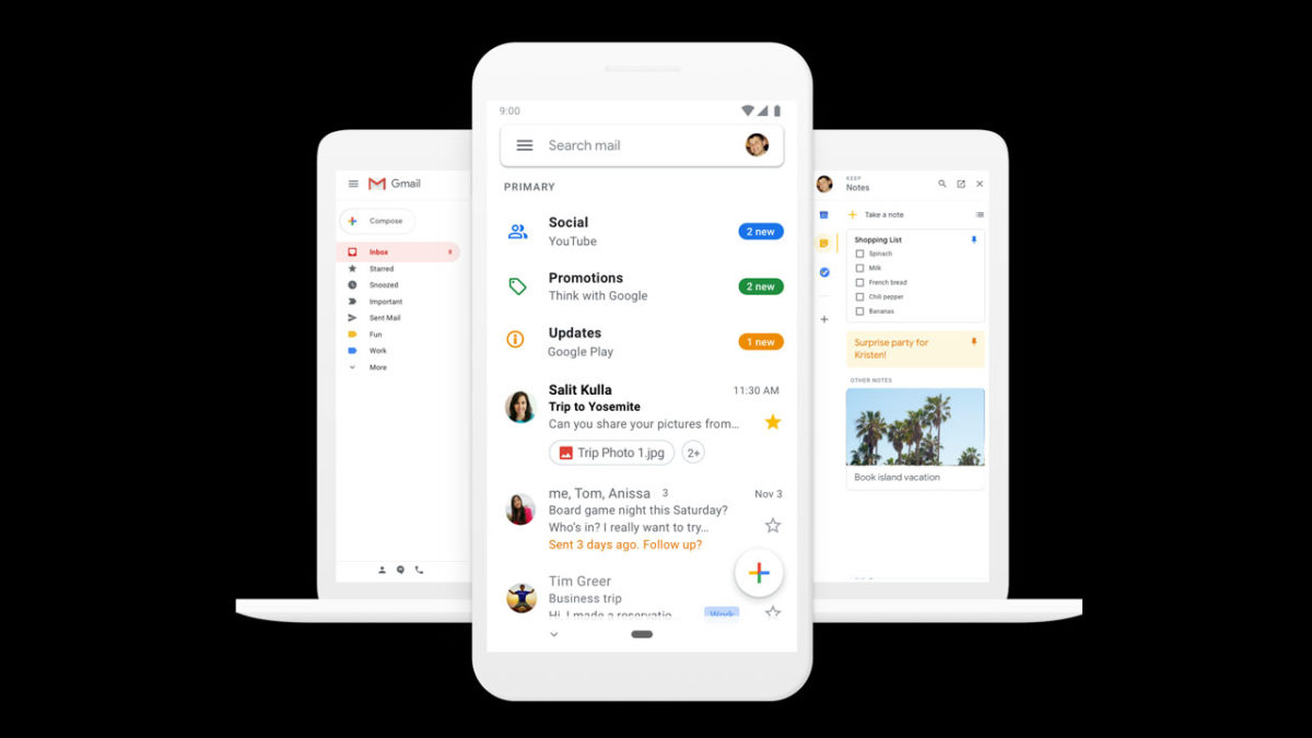 Gmail on laptop and a mobile