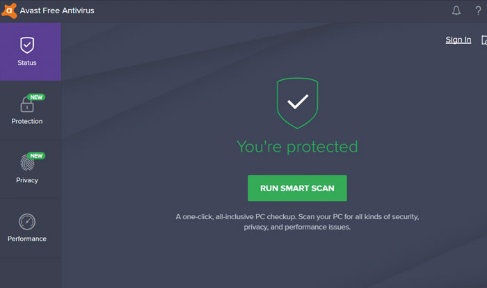 Avast Interface