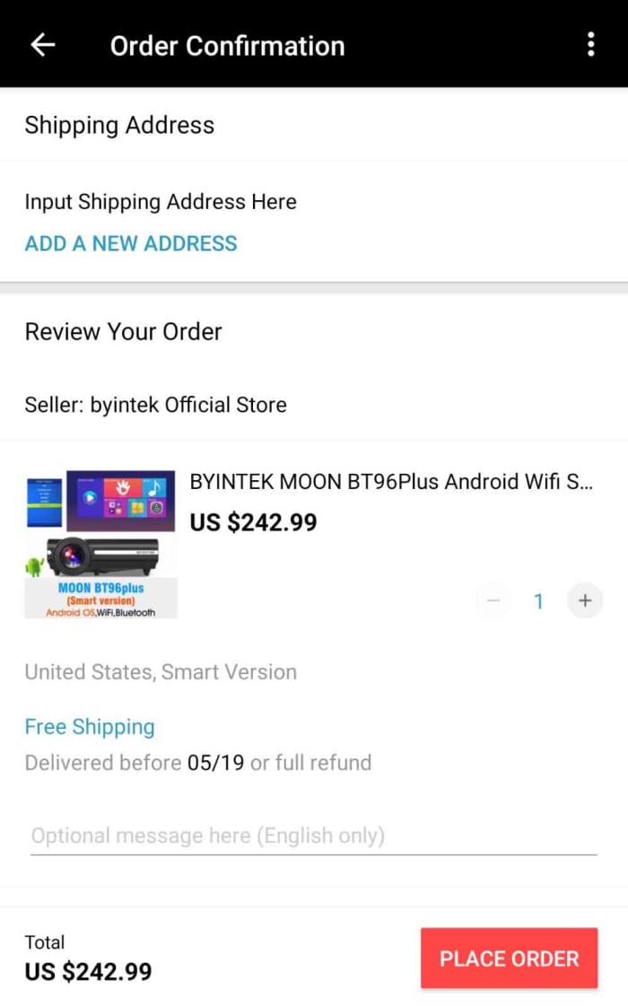 Ad your shipping address to your AliExpress order