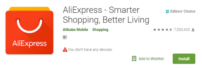 AliExpress on the Google Play Store