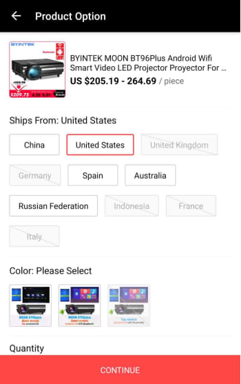 where do you want your AliExpress item shipped from?