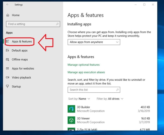 Windows 10 Apps and Features