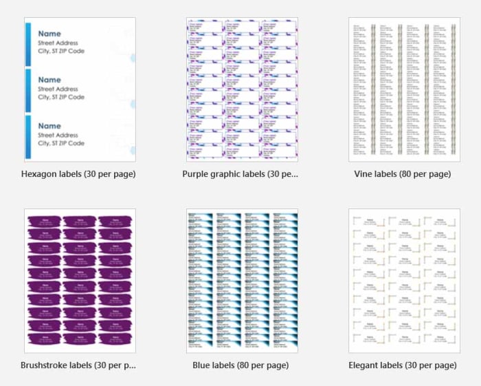 word templates for labels