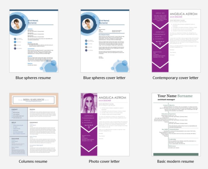 Resume templates for Word