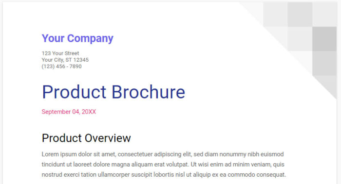 brochure template on Google Docs